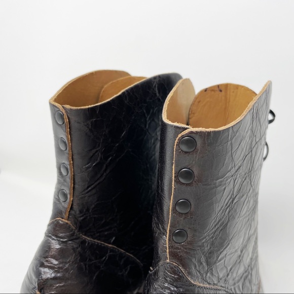 CYDWOQ Andesite Handmade Crackled Leather Square Toe Lace Up Boots Size 36, US 6 - Picture 12 of 12